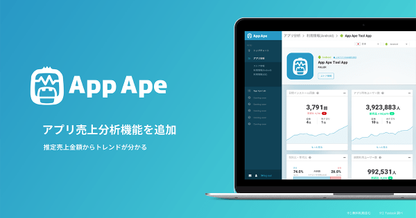 App Ape、アプリ売上分析機能を追加